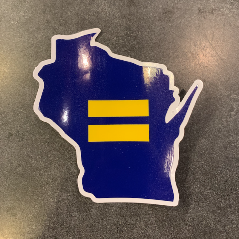 Flags Over Wisconsin Sticker - WI Equal Human Rights