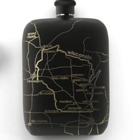 Well Told Wholesale Flask - Wisconsin Map (Black)