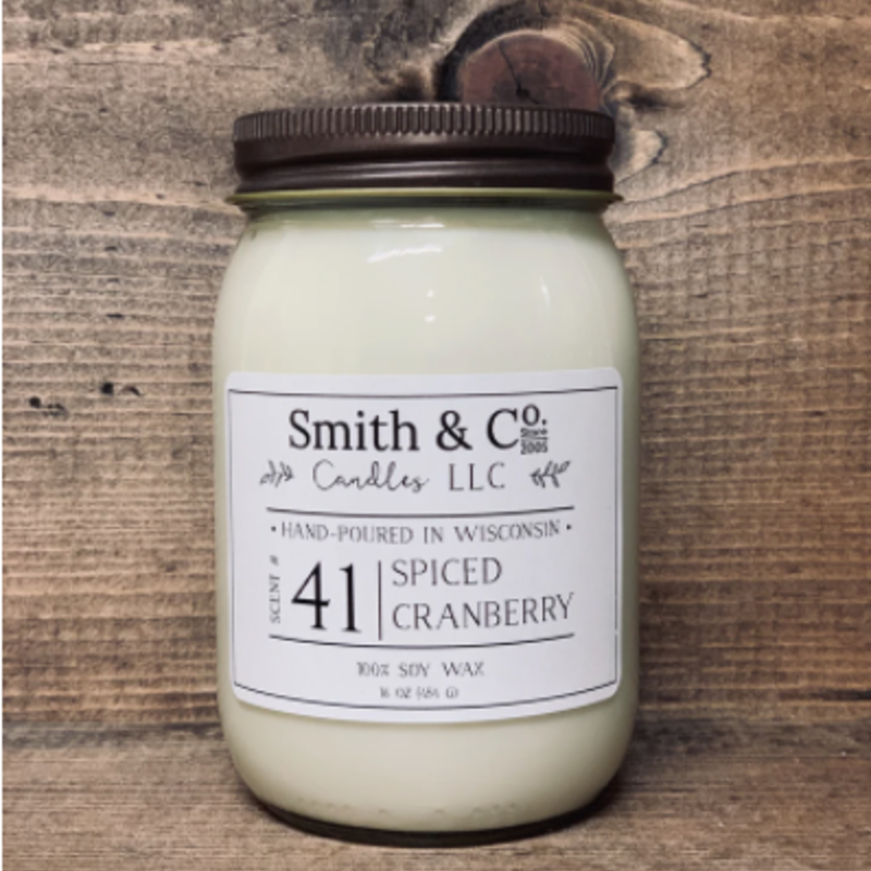 Large Mason Jar Candle - Smith & Co. Candles - Cozy Cranberry