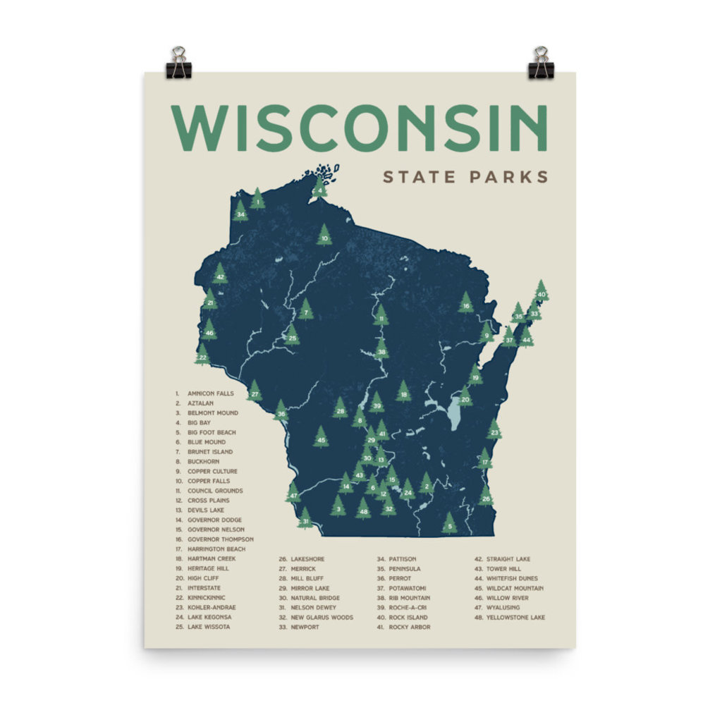 Forward Apparel Company Wisconsin State Parks Poster (18x24)
