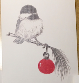 Nadine Bresina Holiday Greeting Card - Bird w/ Ornament