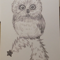 Nadine Bresina Holiday Greeting Card - Owl w/ Tree