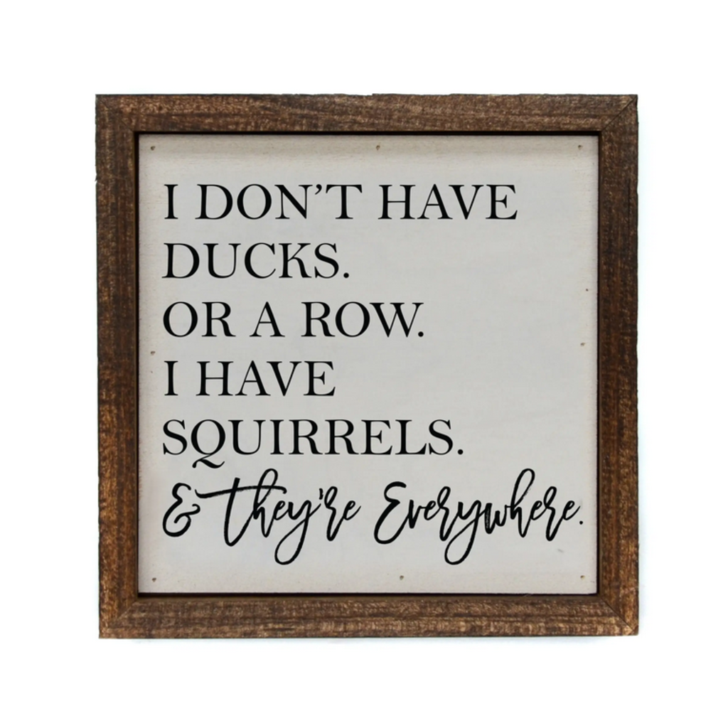 6x6 Wood Sign - I Don't Have Ducks. Or A Row. I Have Squirrels