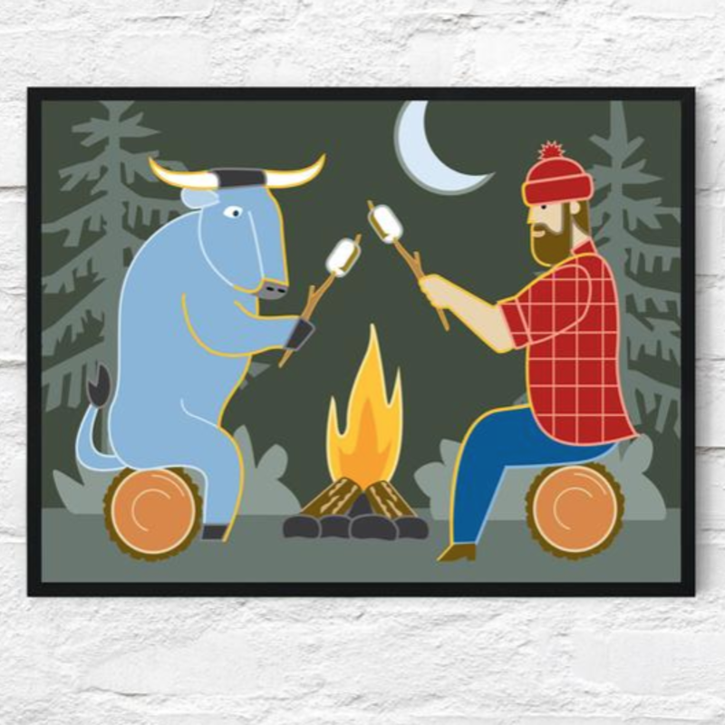 Cindy Lindgren Paul Bunyan Campfire Poster (18x24)