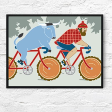 Cindy Lindgren Paul Bunyan and Babe the Blue Ox Bike Print (11x14)