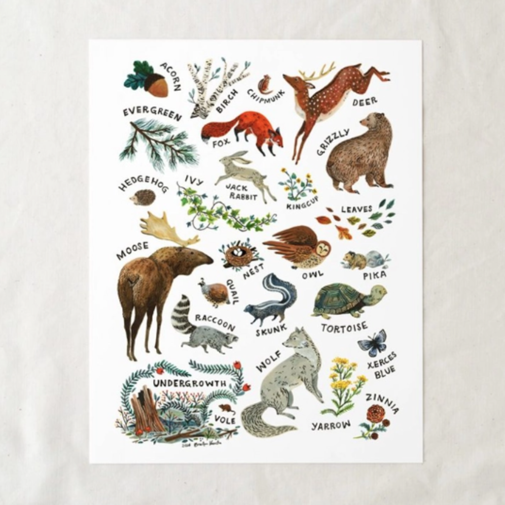 Wildship Studio Woodland Alphabet Art Print: 8x10