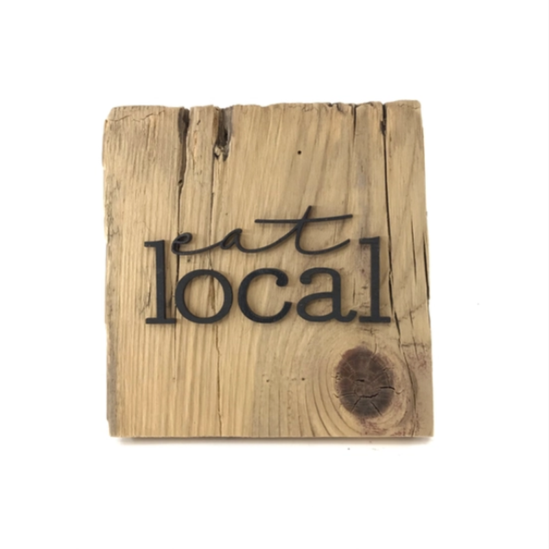 Eat Local Reclaimed Wood Wall Art