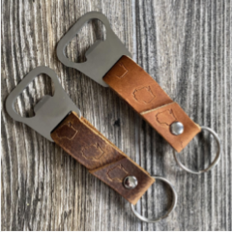 Wisconsin State Leather Bottle Opener