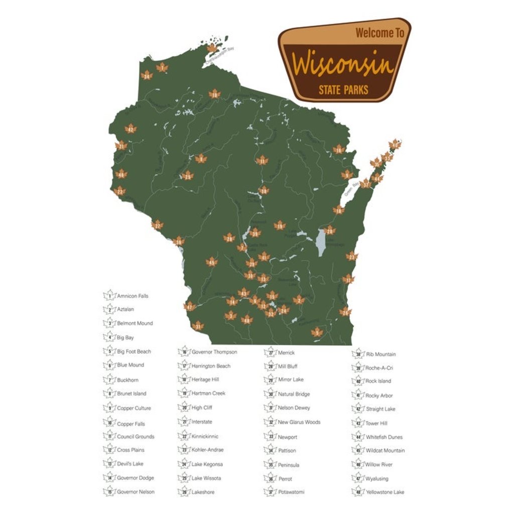 Wisconsin State Parks Checklist Print (TH)