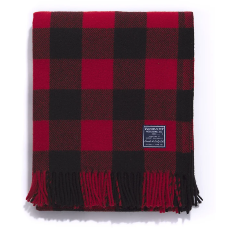Faribault Mills Wool Throw - Buffalo Check Red/Black