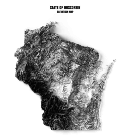 Wisconsin Elevation Map Print (18x24)