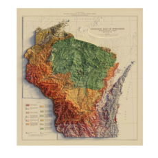 Muir Way Wisconsin 1965 Relief Map (22x24)