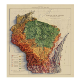 Muir Way Wisconsin 1965 Relief Map (22x24)