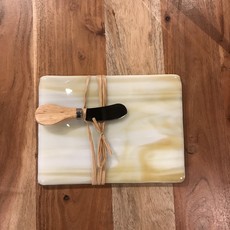 Karen Clark Fused Glass Cutting Board w/ Knife