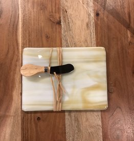 Karen Clark Fused Glass Cutting Board w/ Knife