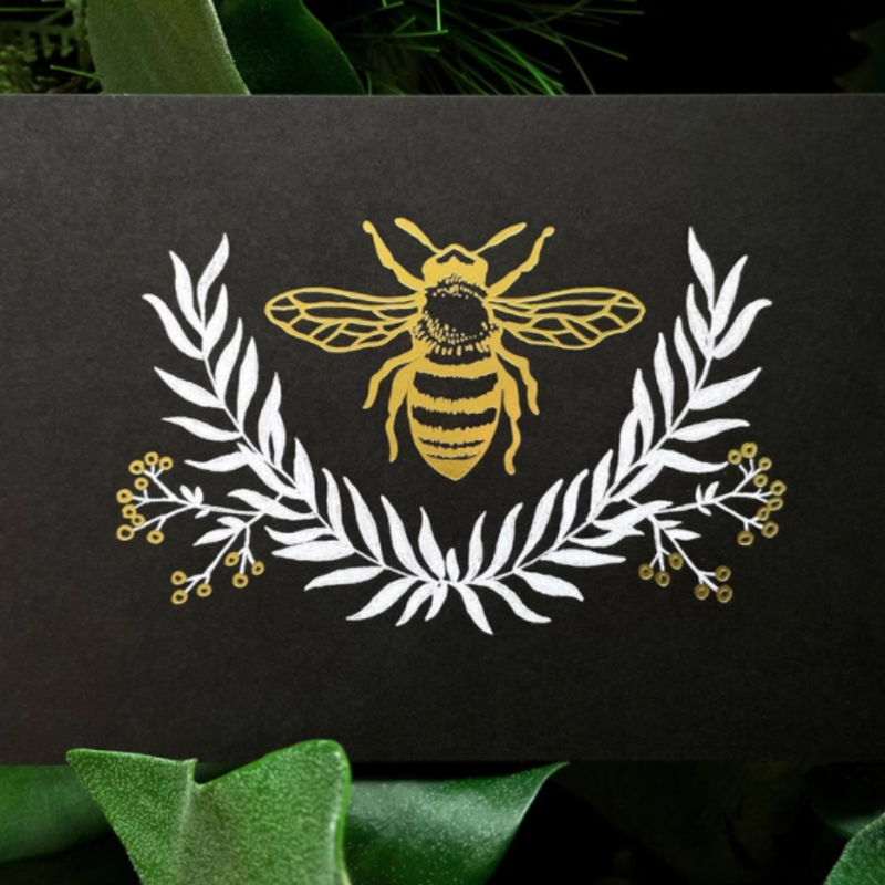 Bee Art Print - Black & Gold (5x7)