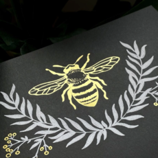 Bee Art Print - Black & Gold (5x7)