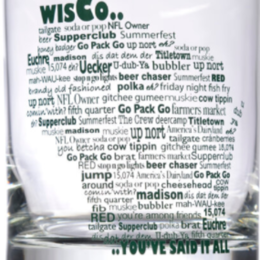 Flags Over Wisconsin Wisco Lingo Rocks Glass