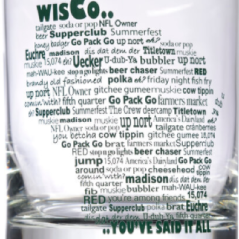 Flags Over Wisconsin Wisco Lingo Rocks Glass