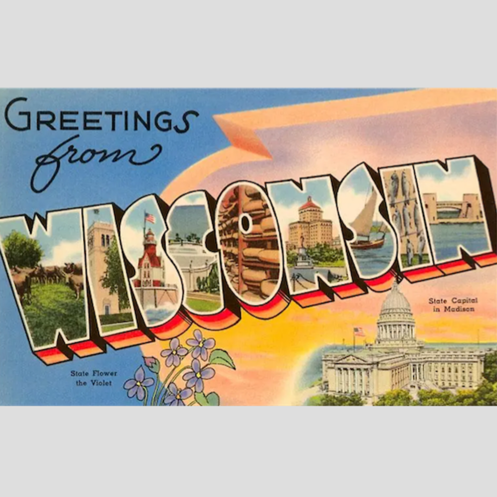 Found Image Press Greetings from Wisconsin Vintage Print (12.5x18)