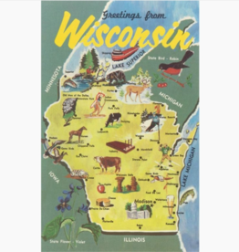 Found Image Press (WI-439) Postcard - Greetings from Wisconsin (Green / Gold)