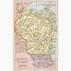 Found Image Press Postcard WI-253 Map of Wisconsin