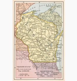Found Image Press Postcard - Map of Wisconsin