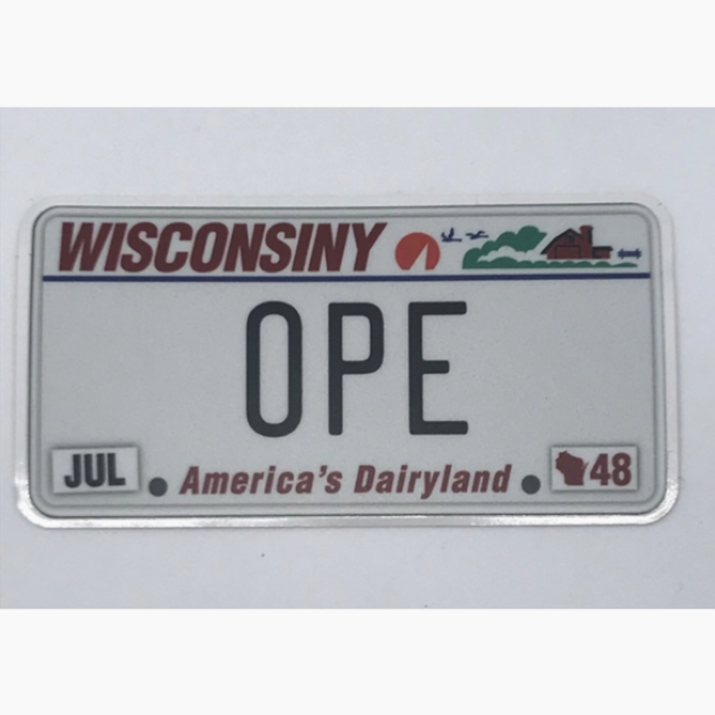 Flags Over Wisconsin Sticker - OPE License Plate