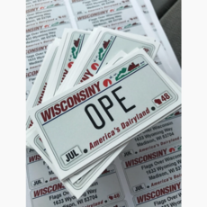 Flags Over Wisconsin Sticker - OPE License Plate