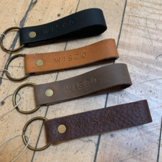 Leather Stamped Key Fob - Wisco