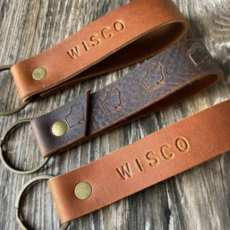 Leather Stamped Key Fob - Wisco