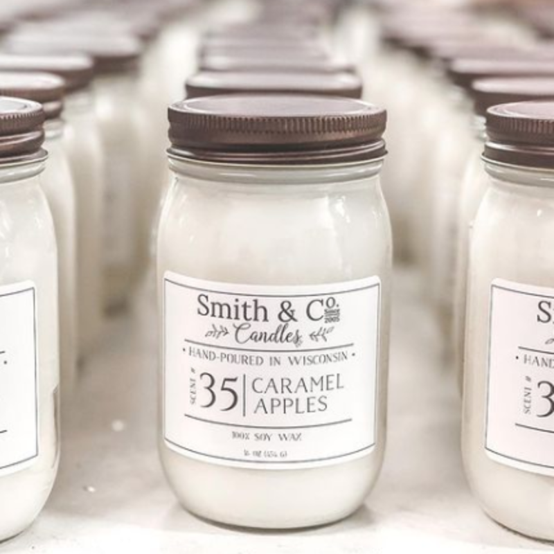 Large Mason Jar Candle - Smith & Co. Candles - Caramel Apples