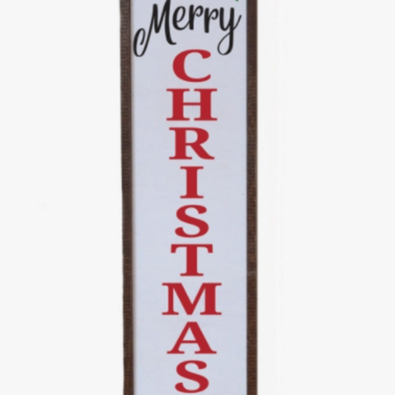 24x6 Merry Christmas With Wreath Decor - Wood Sign