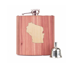 Woodchuck Wood Flask - Wisconsin (Cedar ) (Large 6 oz)