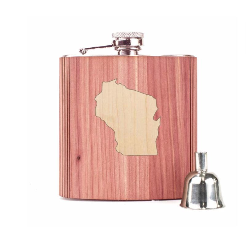 Woodchuck Wood Flask - Cedar (Large 6 oz) (Wisconsin)