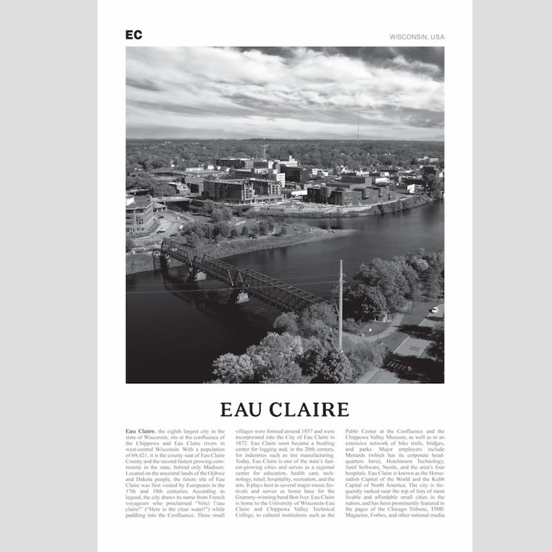 Volume One Eau Claire City Photo Print (20x30)