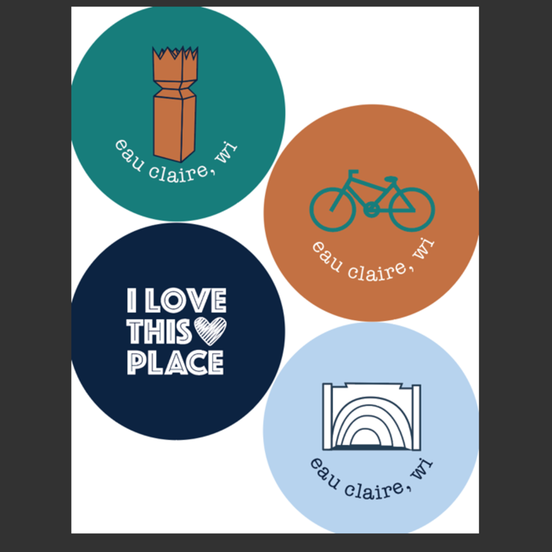Tandem for Two Felt Coasters (Set of 4) - Eau Claire Icons
