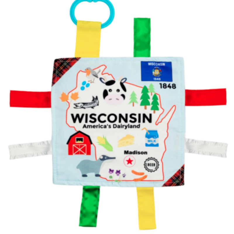 Baby Jack & Co. Wisconsin State Baby Crinkle Tag Square 8"x 8" Toy