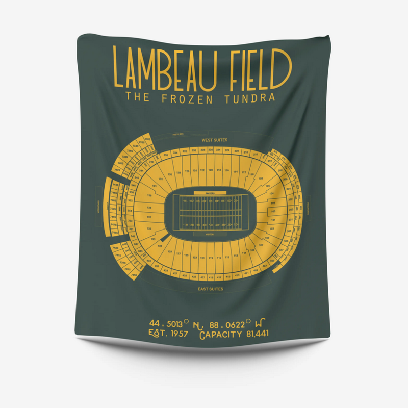 Stadium Fleece Blanket: Lambeau Field + Green Bay Packers (50"x60)