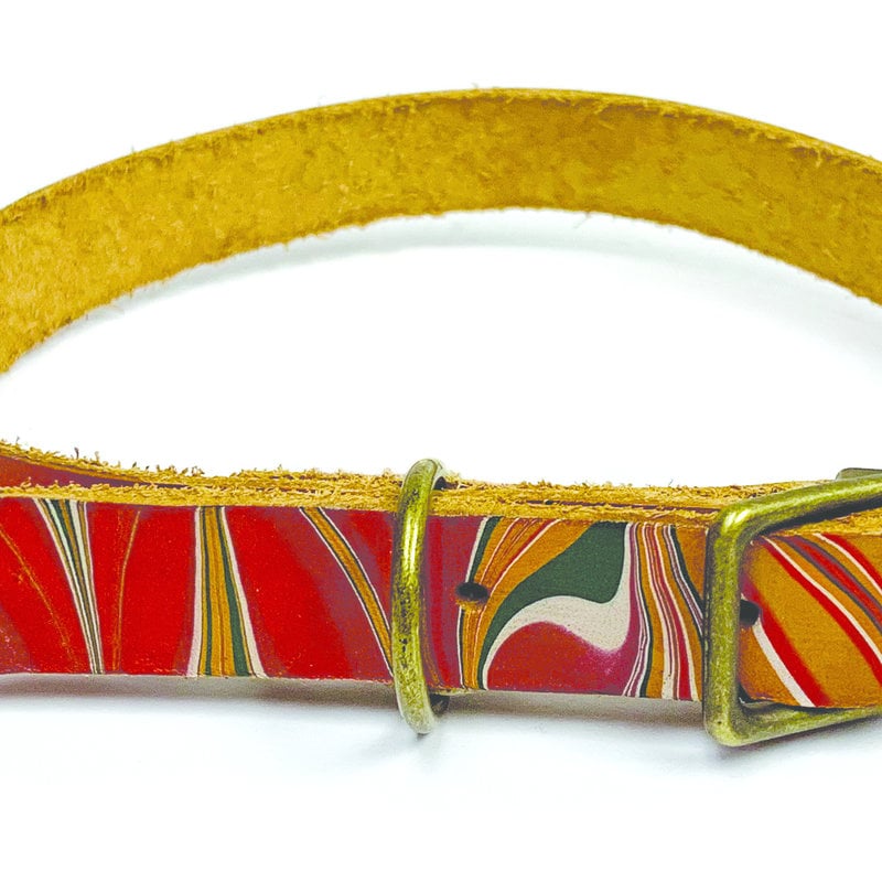 Leather Dog Collar - Marble (Assorted)