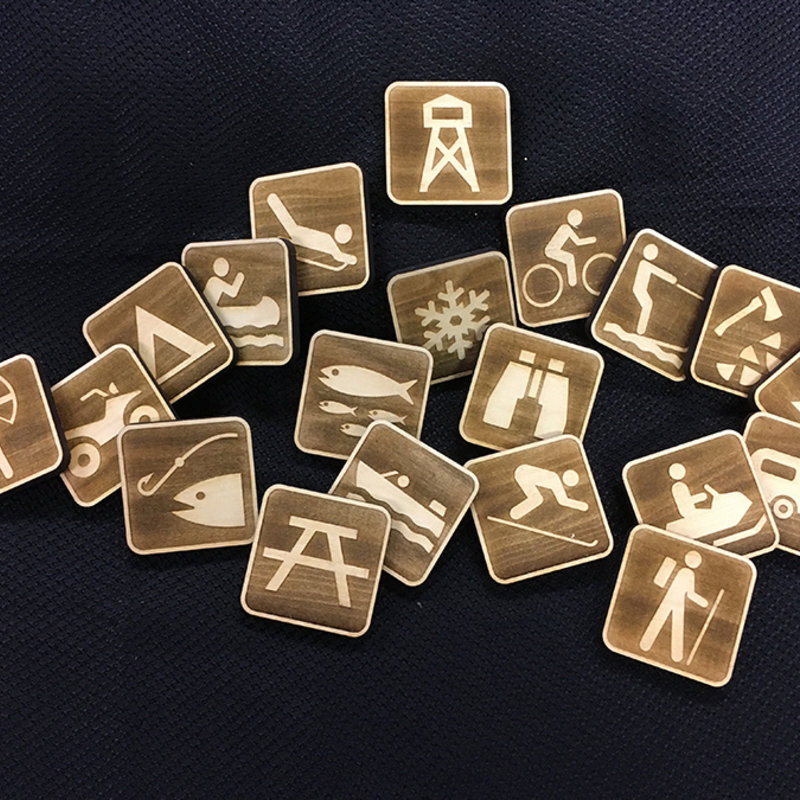 The Oaklair Woodcraft Assorted Wood Park Symbol Magnets
