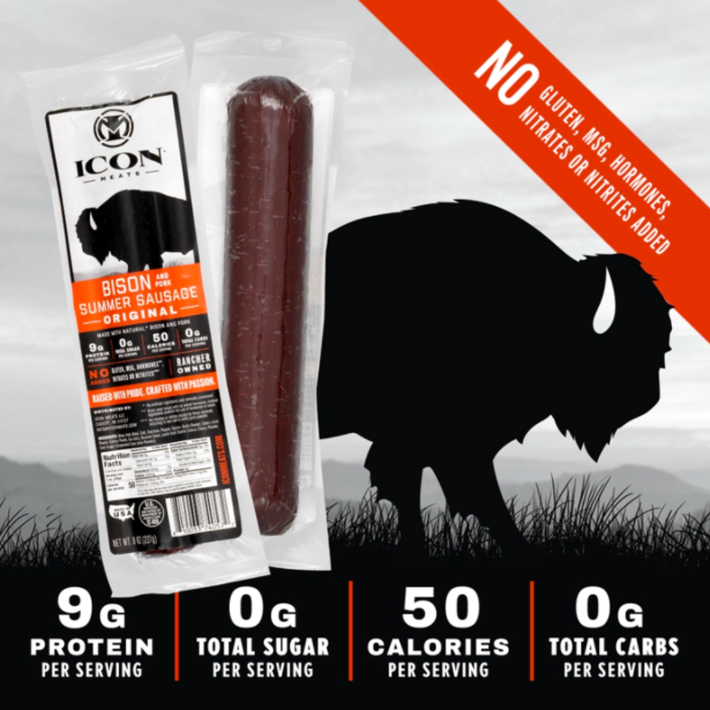 Icon Meats Bison Summer Sausage - Original (8 oz)