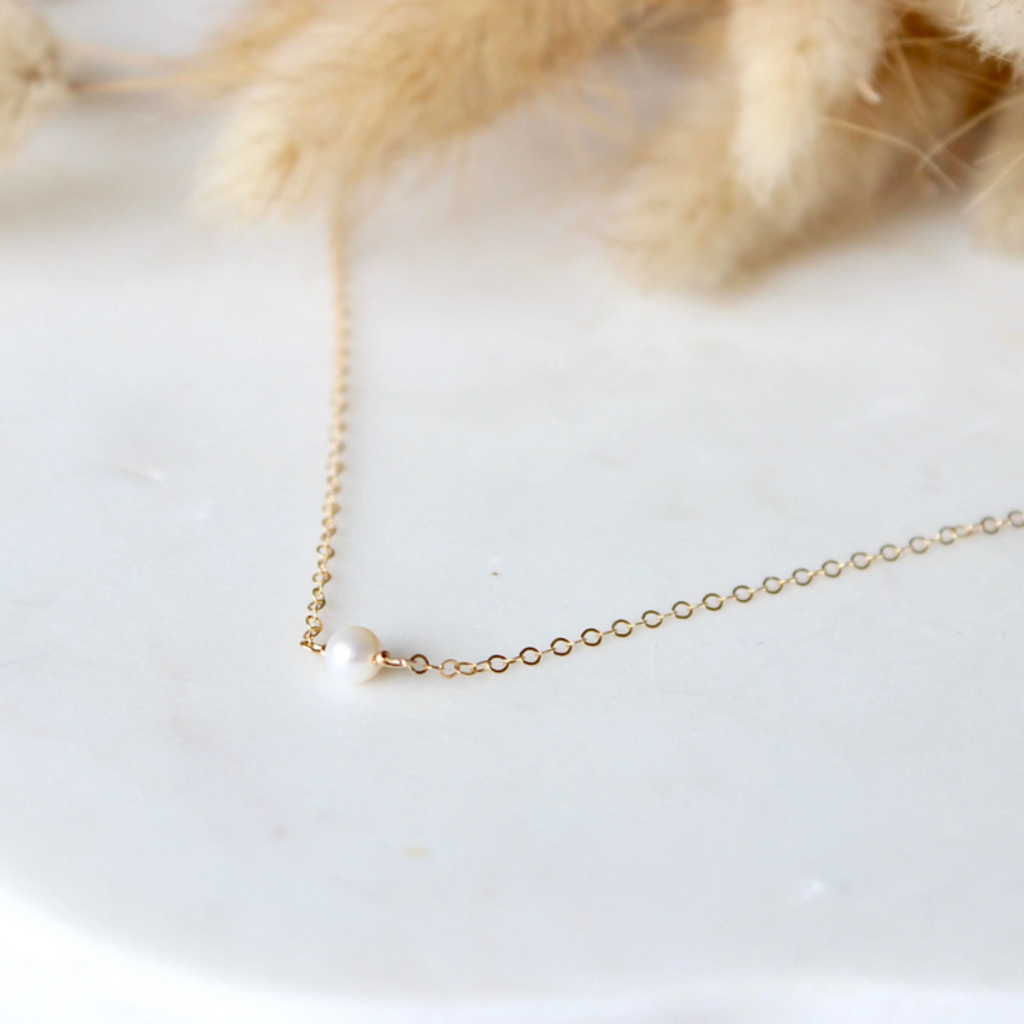 Hello Adorn Jewelry Hello Adorn  - Tiny Freshwater Pearl Necklace: 14kt Gold Fill