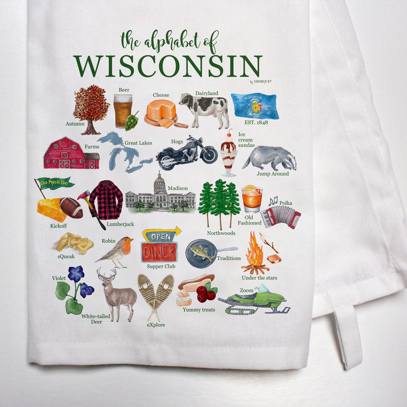 dishique Bar Towel - Wisconsin Alphabet