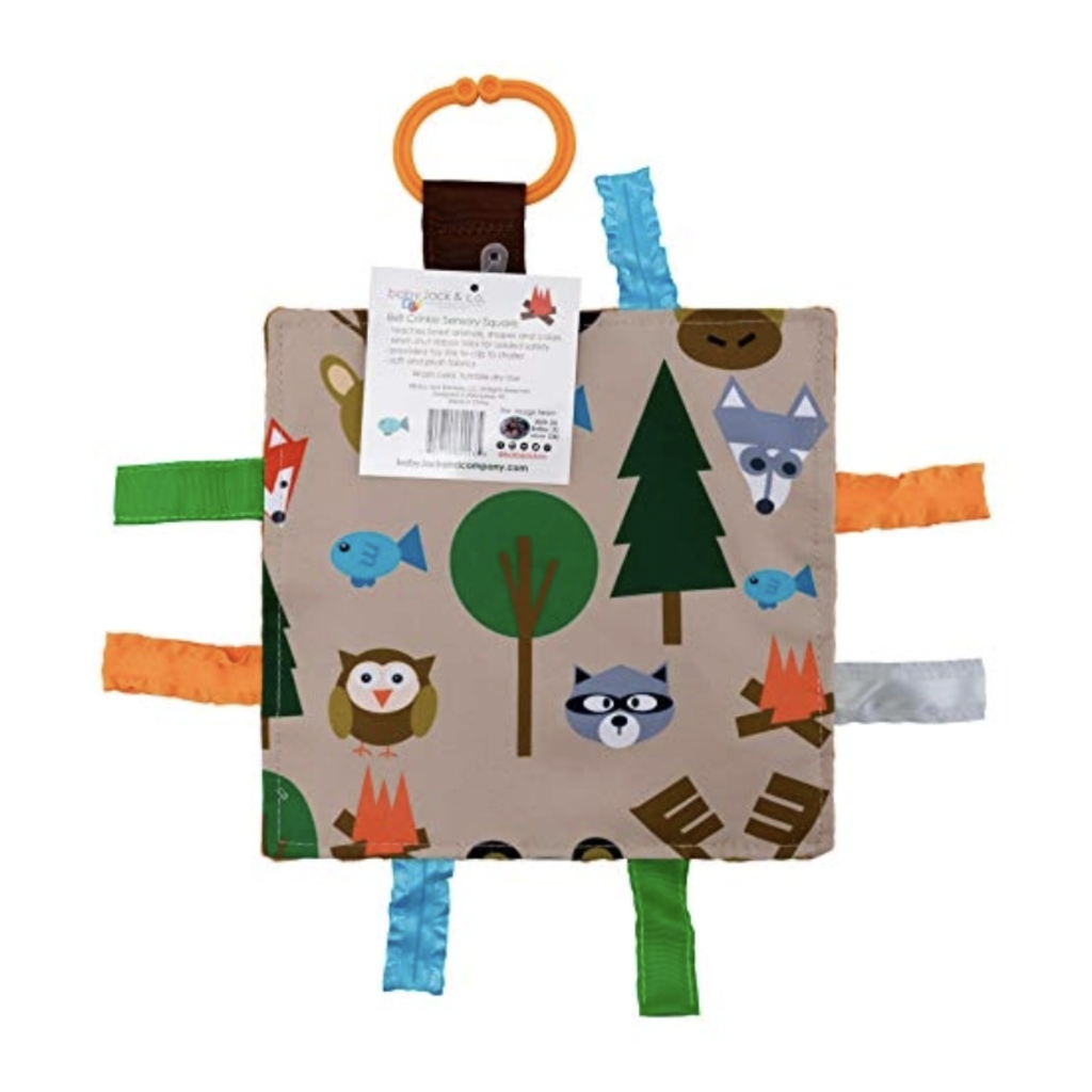 Forest Woodland Baby Crinkle Tag Square 8"x 8" Toy