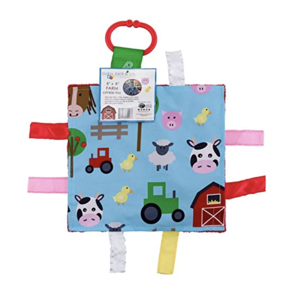 Farm Baby Crinkle Tag Square 8"x 8" Toy