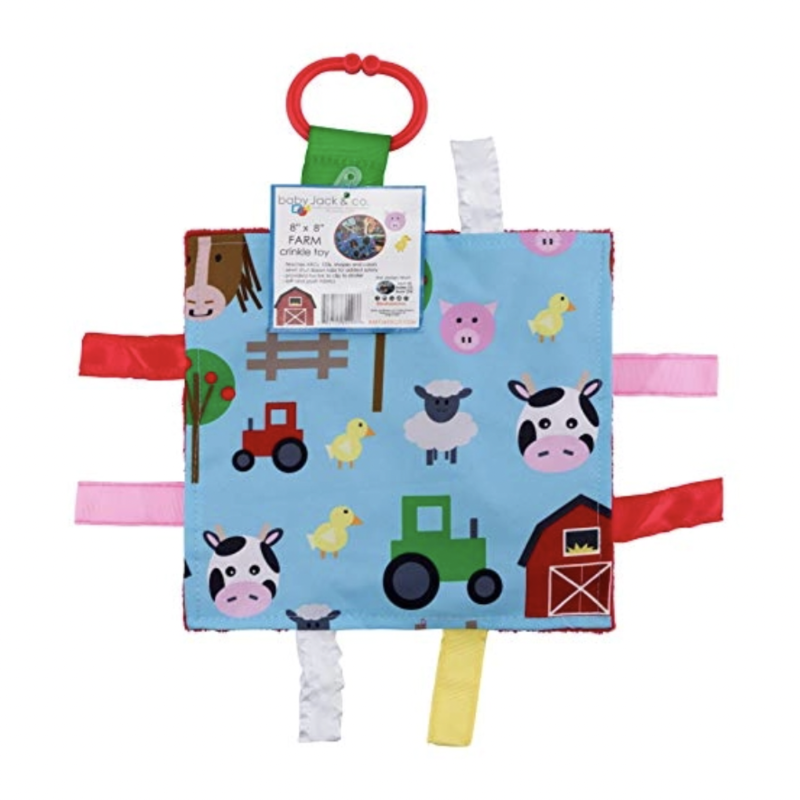 Farm Baby Crinkle Tag Square 8"x 8" Toy