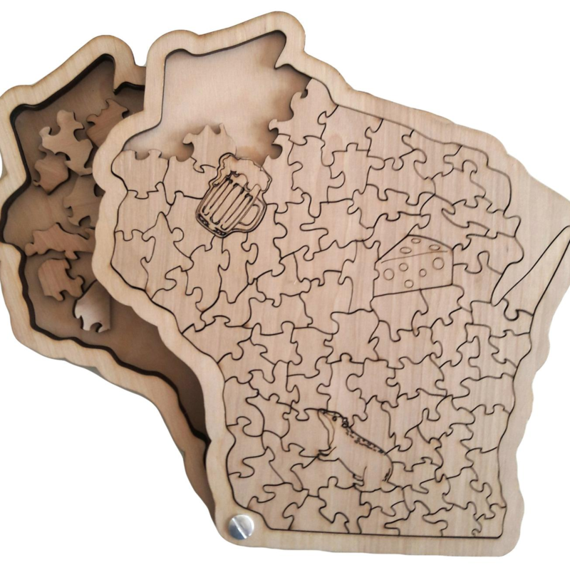 State of Wisconsin Wooden Jigsaw Puzzle