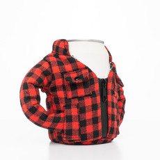 Puffin Drinkware Beverage Koozie Flannel - Buffalo Red