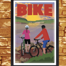 Bemused Designs Biking Sunset Print - 12X18